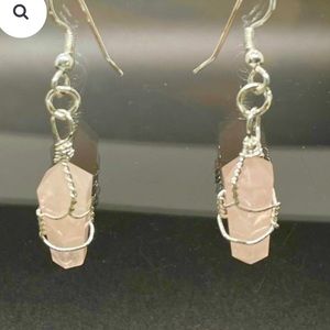 Sterling Silver and Rose Quartz Crystal Earrings